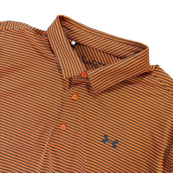 Under Armour Other - UNDER ARMOUR Polo Shirt Mens 2XL Orange Blue Striped Short Sleeve‎ Golf